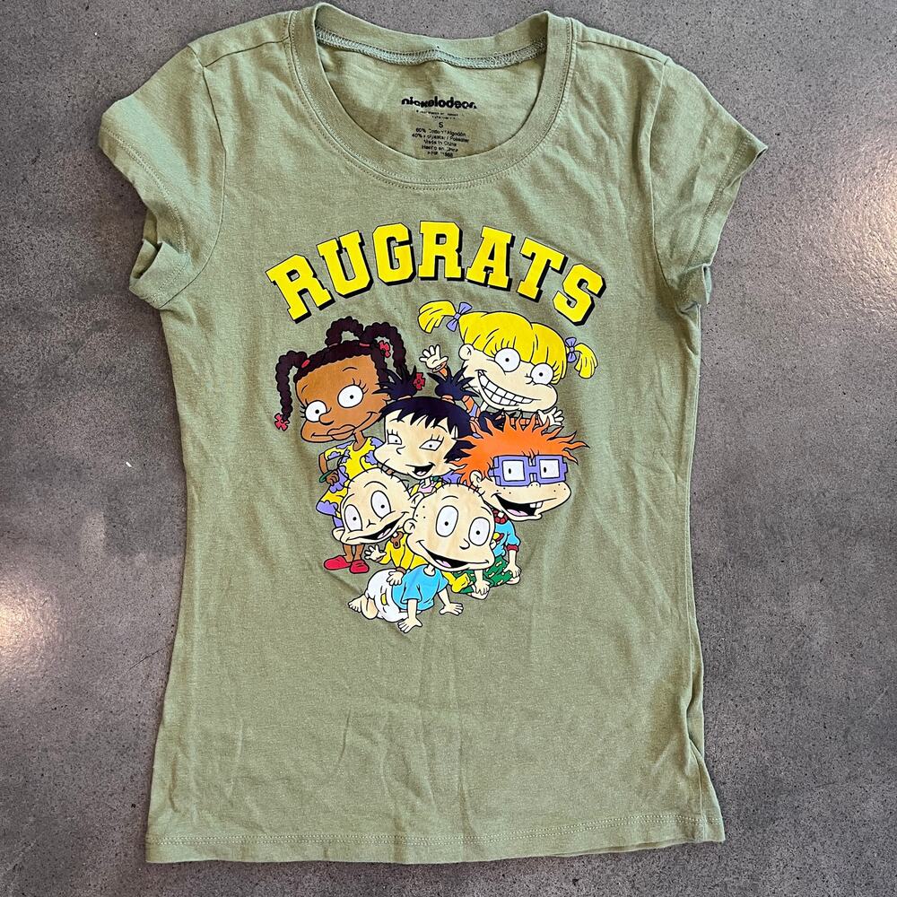90s Nickelodeon Rugrats Cartoon Throwback green tee women juniors Small